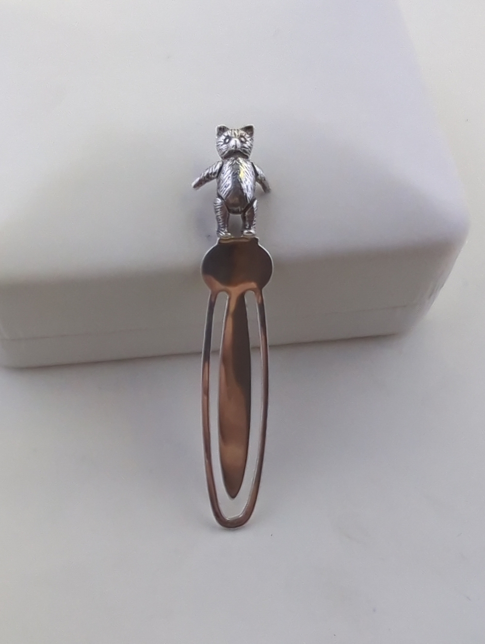 ✨ Vintage Sterling Silver Teddy Bear Bookmark | Antique Page Marker ✨